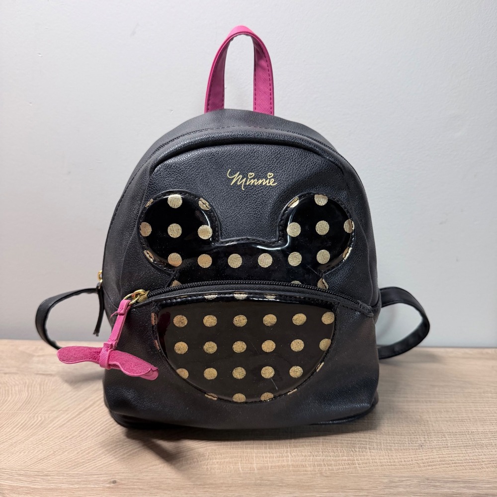 Dani by Danielle Nicole Minnie Mouse Backpack Women Mini Black Gold Polka Dot